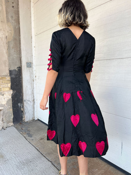 Early Vintage Heart Appliqué Dress