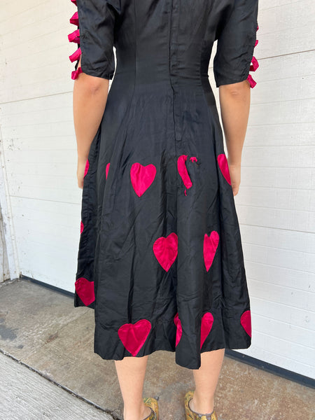 Early Vintage Heart Appliqué Dress