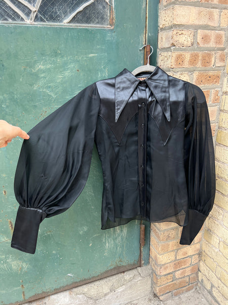 Vintage 1970's EROS California Black Blouse and Pants Set