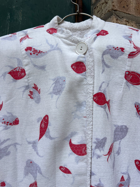 Vintage 1940's Terry Cloth Reversible Novelty Print Beach Jacket