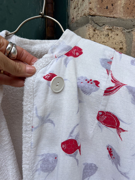Vintage 1940's Terry Cloth Reversible Novelty Print Beach Jacket
