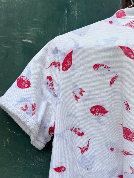 Vintage 1940's Terry Cloth Reversible Novelty Print Beach Jacket