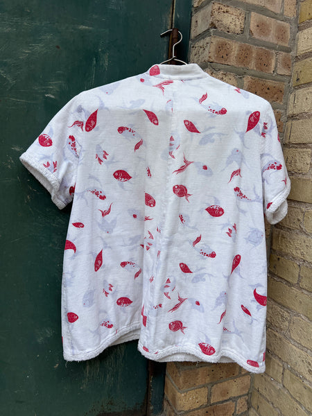 Vintage 1940's Terry Cloth Reversible Novelty Print Beach Jacket