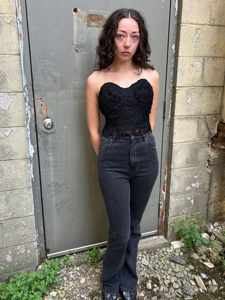 Vintage 1950's - 60's  Black Fringe Bustier