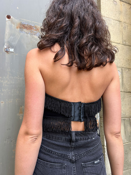 Vintage 1950's - 60's  Black Fringe Bustier