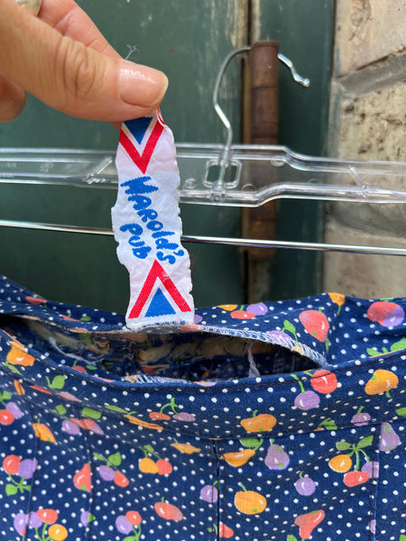 Vintage 1960's - 1970's Fruit Print Pleated Skirt