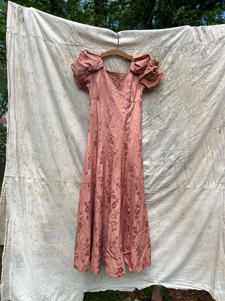Vintage 1930’s Blush Pink Moiré Puffed Sleeve Gown