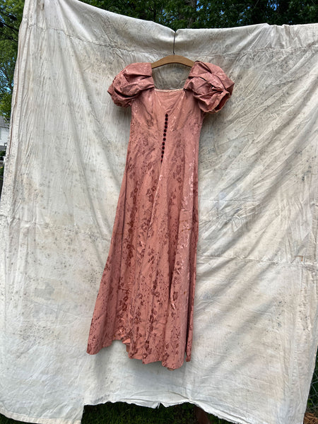 Vintage 1930’s Blush Pink Moiré Puffed Sleeve Gown