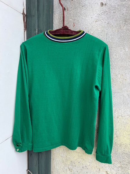 Vintage 1960's - Early 70's Green Long Sleeved Cotton Shirt