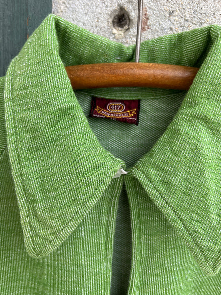 Vintage 1960's - 1970's Green Collared Short Sleeve Shirt