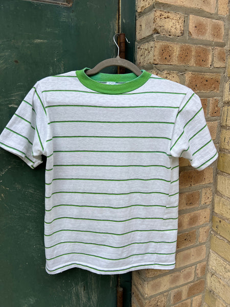 Vintage 1960's Green Striped Cotton T-Shirt
