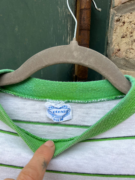 Vintage 1960's Green Striped Cotton T-Shirt