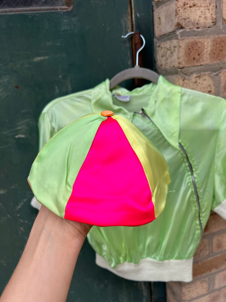 Vintage 1940's Green Metal Zipper Short Sleeve Blouse