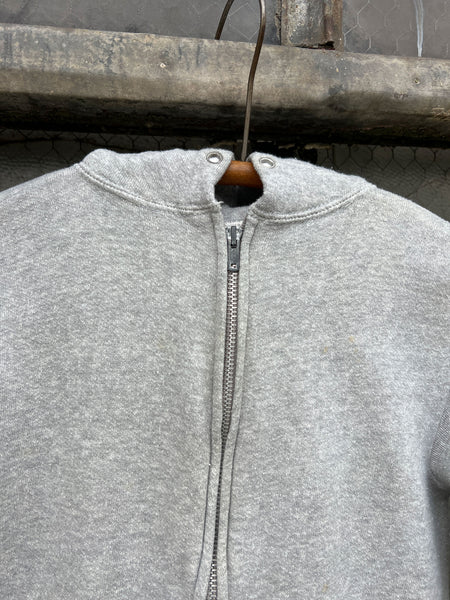 Vintage 1960's Grey Zip Up Cotton Hooded Sweatshirt