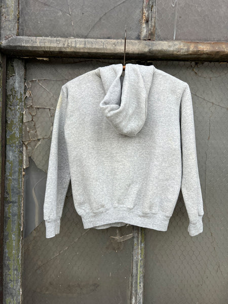 Vintage 1960's Grey Zip Up Cotton Hooded Sweatshirt