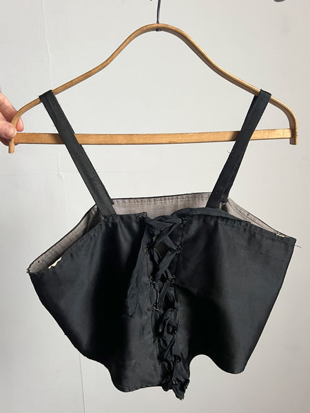 Vintage 1930's Black Lace Up Corset Top