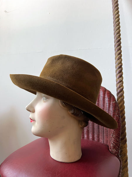 Vintage Old Western Felt Hat, Distressed, Unisex Adults, 30's - 40's