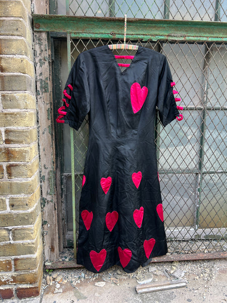 Early Vintage Heart Appliqué Dress