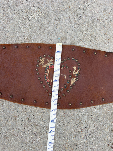 Antique Vintage Leather Heart Studded Kidney Belt
