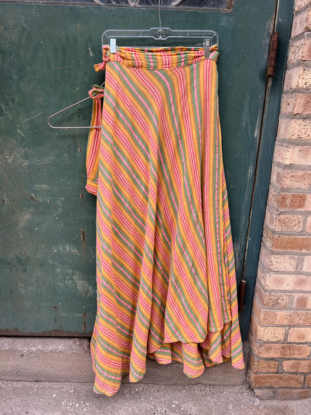 Vintage 1970's Cotton Gauze Hippie Halter Top and Wrap Skirt Set