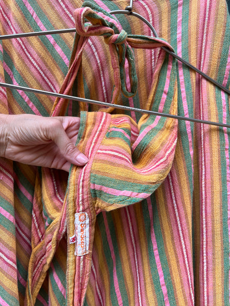 Vintage 1970's Cotton Gauze Hippie Halter Top and Wrap Skirt Set