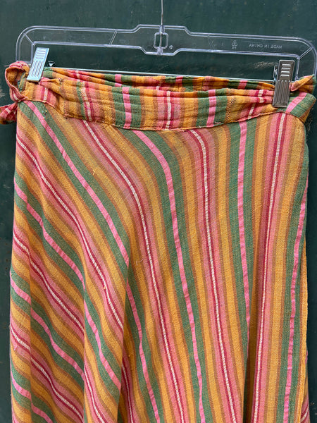 Vintage 1970's Cotton Gauze Hippie Halter Top and Wrap Skirt Set