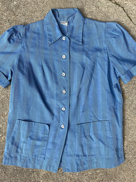 Vintage 1930's - Early 1940's HBT Button Up Blouse