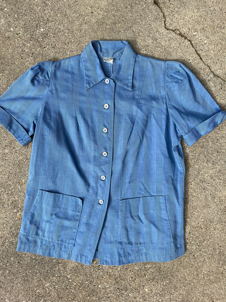 Vintage 1930's - Early 1940's HBT Button Up Blouse