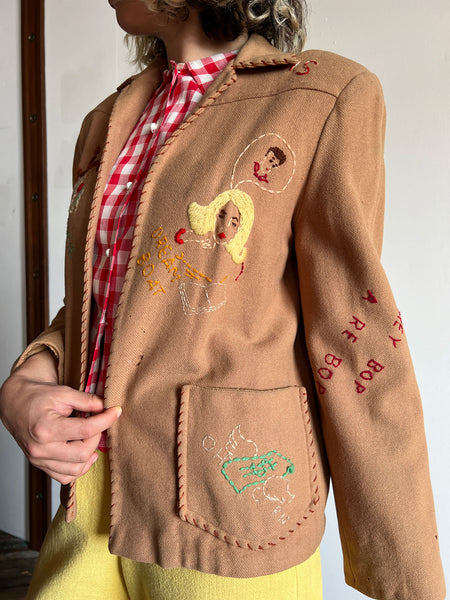 Vintage 1950's Novelty Embroidered Jacket