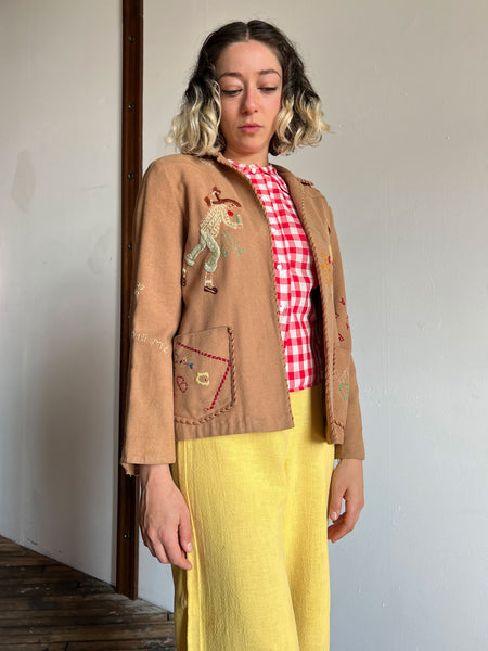 Vintage 1950's Novelty Embroidered Jacket