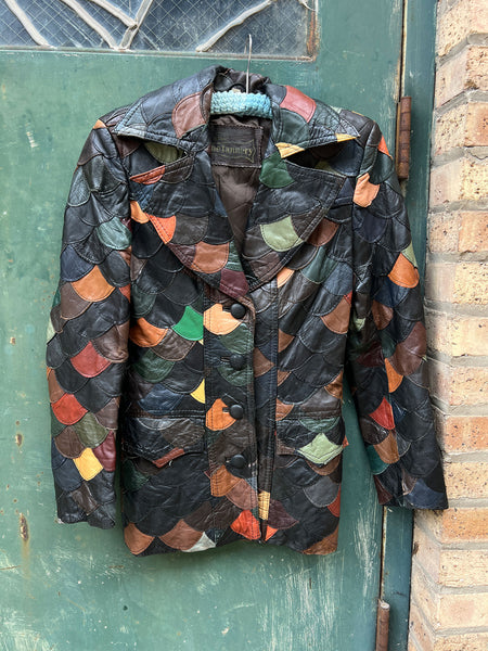 Vintage 1970's The Tannery Leather Fish-Scale Jacket