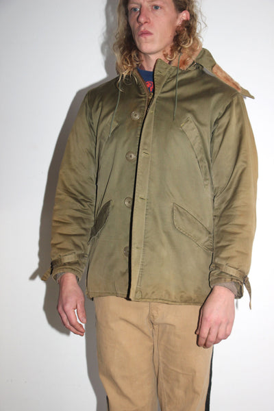 Vintage 1940's Zip Up Winter Jacket, Military