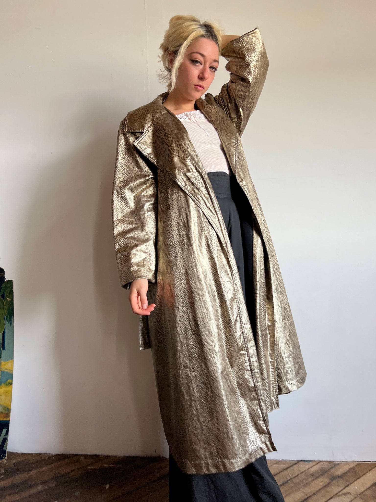 Vintage 1970's - 1980's Metallic Snakeskin Coat