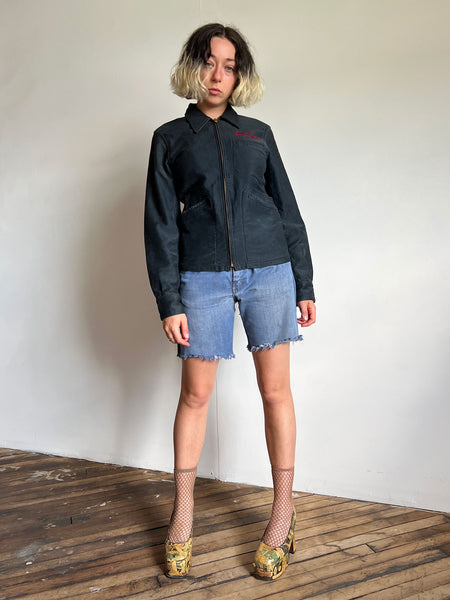 Vintage 1950's Women's Moleskin Jacket, Chain Stitch, Thelma