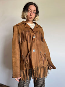 Vintage 1970's Pioneer Wear Suede Leather Fringe Jacket