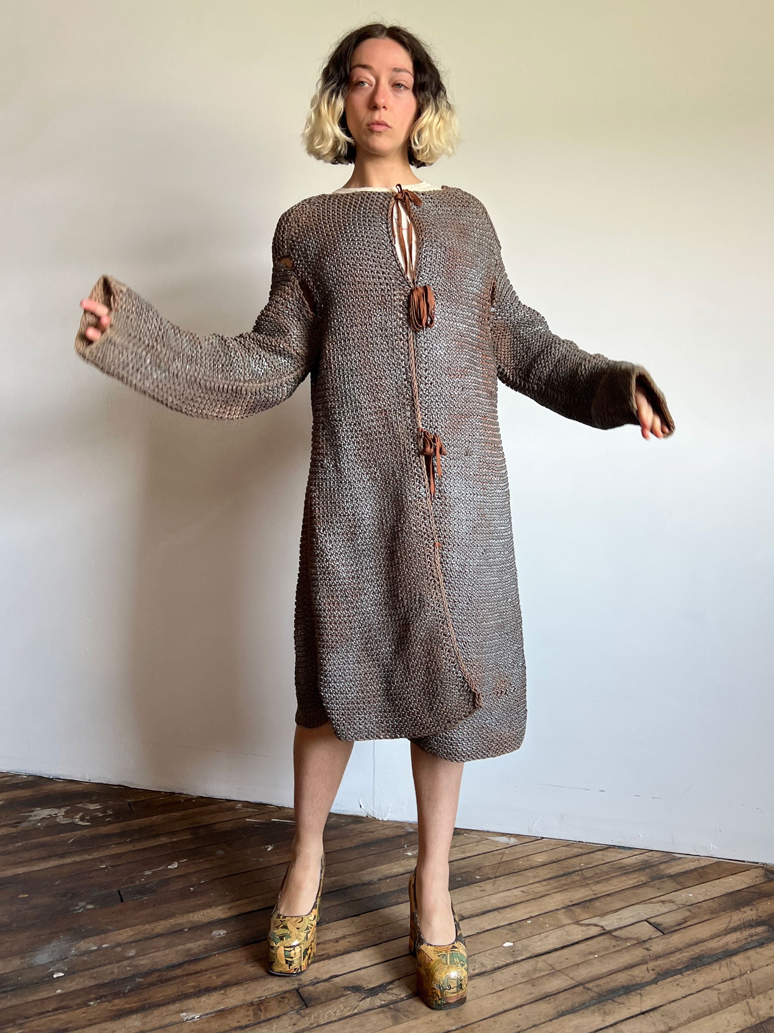 Antique - Early Vintage Faux Chainmail Jacket - Robe