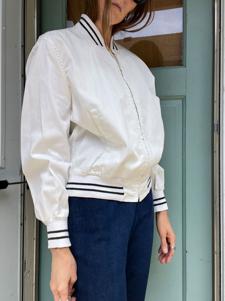 Vintage 1950's White Cotton Bomber Jacket