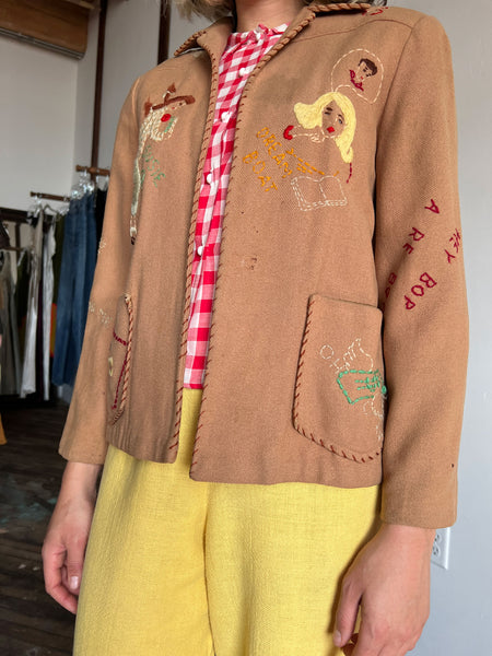 Vintage 1950's Novelty Embroidered Jacket