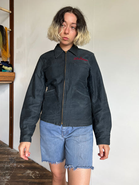 Vintage 1950's Women's Moleskin Jacket, Chain Stitch, Thelma