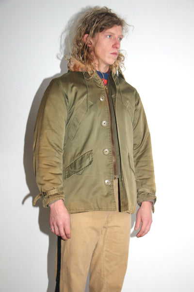 Vintage 1940's Zip Up Winter Jacket, Military