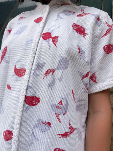 Vintage 1940's Terry Cloth Reversible Novelty Print Beach Jacket