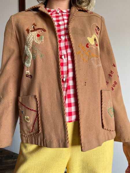 Vintage 1950's Novelty Embroidered Jacket