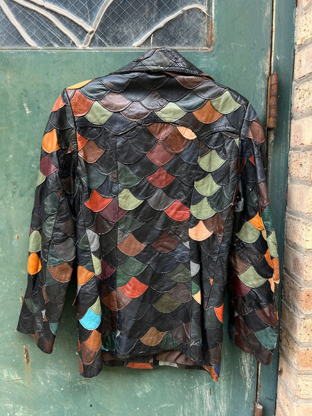 Vintage 1970's The Tannery Leather Fish-Scale Jacket