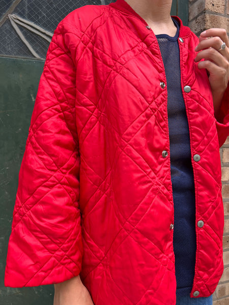 Vintage 1970's Red Nylon Quilted Coat