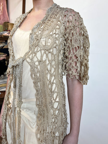 Antique Cream Crocheted Long Top