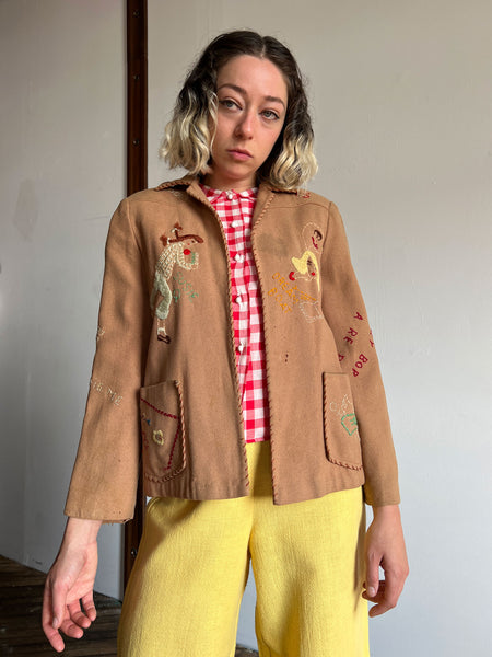 Vintage 1950's Novelty Embroidered Jacket