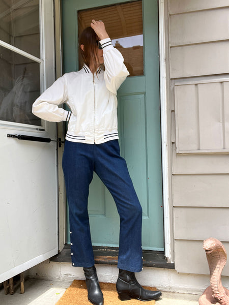 Vintage 1950's White Cotton Bomber Jacket