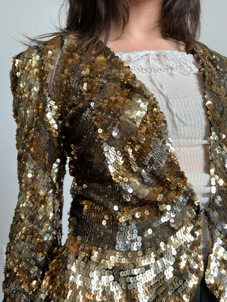Vintage 1930's Gold Sequined Jacket, Hollywood Glam, 30's