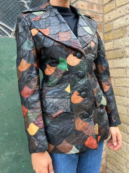 Vintage 1970's The Tannery Leather Fish-Scale Jacket