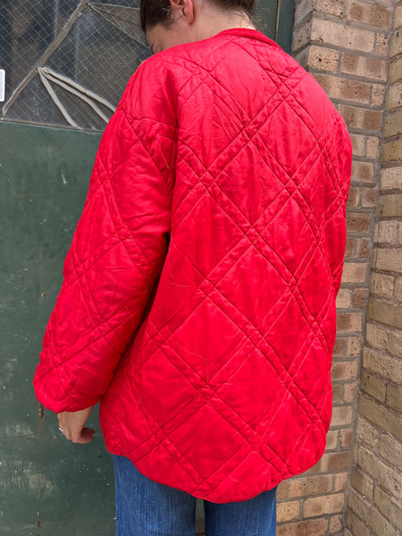 Vintage 1970's Red Nylon Quilted Coat
